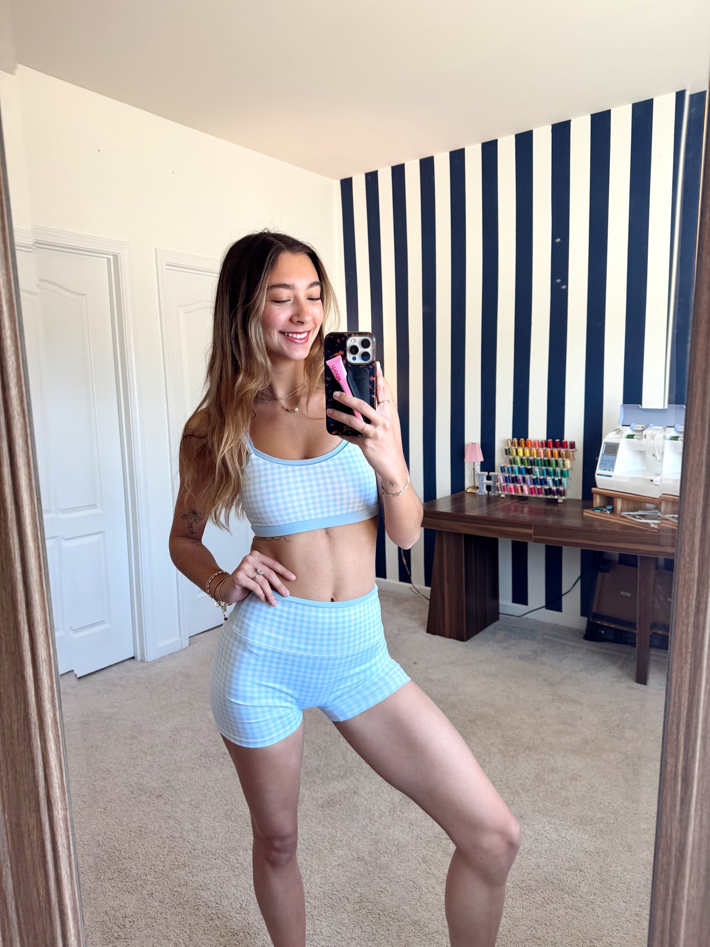 Gingham Active Set - Blue